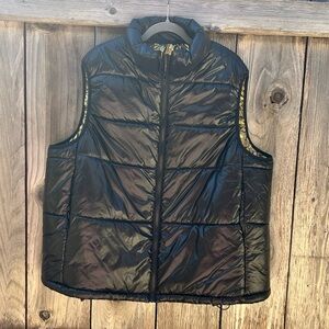 Black Puffer Vest with Interior Gold Honeycomb Detail - 3XL